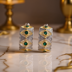 Pendientes Huggie Q544 para Mujer, Geométricos, Chapados en Oro, con Zirconia, Estilo Bohemia, Joyería de Moda para Fiesta - Product Image 2