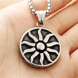 <b>Titanium</b> Steel Sun Pendant Necklace Geometric Retro Design Men's Everyday Wear 19083 - Product Image 3