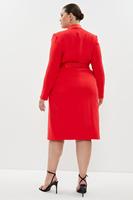 Nouvelle Collection Personnalisation Col Châle Manches Longues Couleur Rouge Blazer Long Ceinturé Casual Plus Size Robe Longue Midi pour Femmes