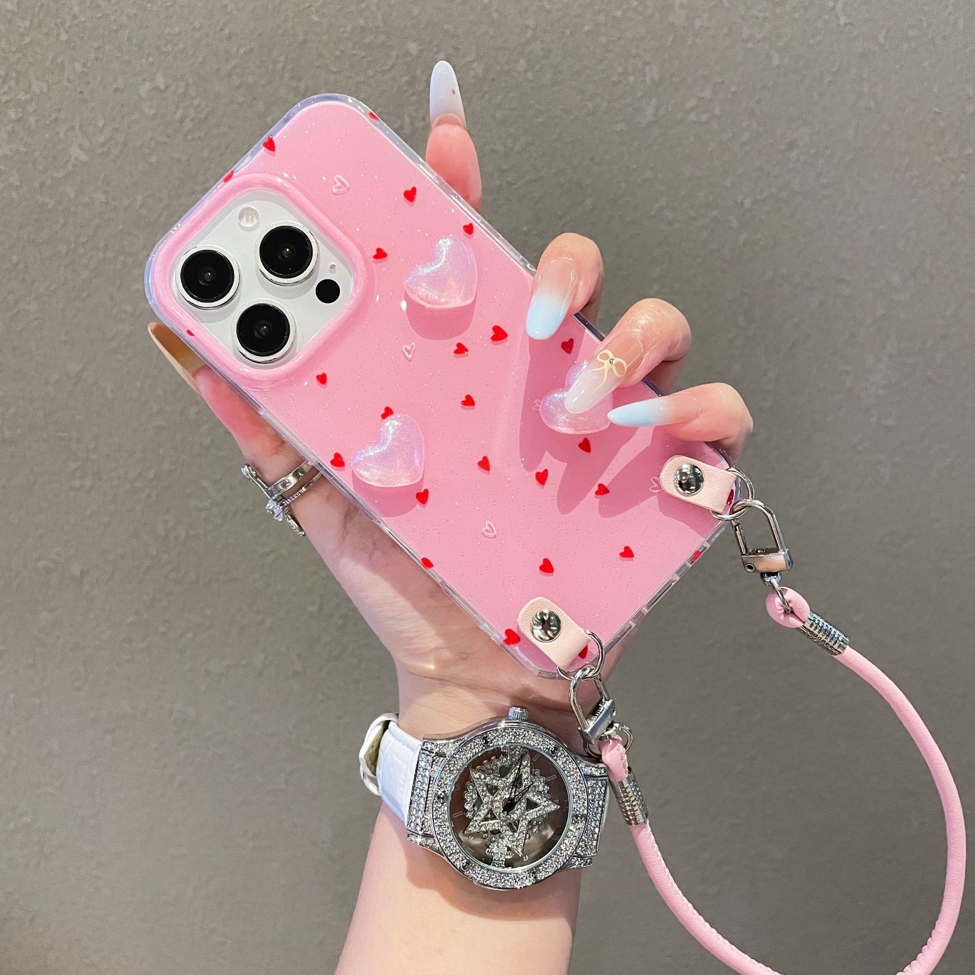 Pink full-screen love three-dimensional love portable