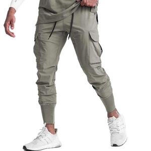 Custom Logo Sportswear Track <b>Trousers</b> with <b>Drawstring</b> Pockets Mid Waist Joggers for Men-Casual Cargo Pants with Logo Printing - Product Image 1