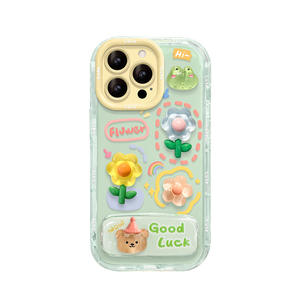 Dessin animé mignon 3D fleur Animal grenouille étui de téléphone pour iPhone 16 15 14 13 12 Pro Max pour Huawei <span class=keywords><strong>Nova</strong></span> 11 avec support de miroir de lanière - Product Image 5
