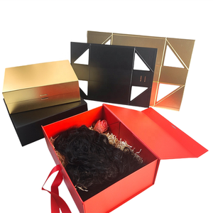 Matte <b>Red</b> Wig Collection Box with Ribbon for Virgin Hair Bundles Custom Logo - Product Image 5