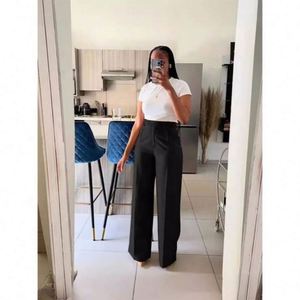 Vendita calda pantaloni Casual a vita alta da donna a gamba larga dritta <span class=keywords><strong>primavera</strong></span>, <span class=keywords><strong>autunno</strong></span> e <span class=keywords><strong>inverno</strong></span> - Product Image 1