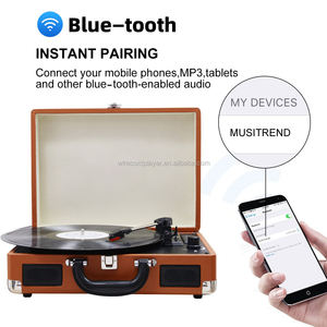 Tourne-disque vintage portable OEM/ODM Blue Tooth avec haut-parleur <span class=keywords><strong>platine</strong></span> <span class=keywords><strong>vinyle</strong></span> LP Gramophone LP à 3 vitesses - Product Image 2