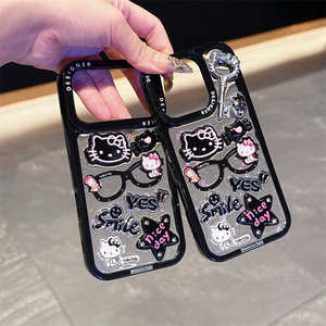 เคสโทรศัพท์มือถือลายการ์ตูนยิ้ม KT Cat Bow สำหรับ iPhone 17 Air 16 15 14 13 Pro Max ลายดอกไม้เรซิ่น 3 มิติ น่ารัก DIY ดาว รัก ฝาหลัง - Product Image 4