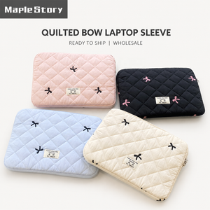 Pronta Consegna: <span class=keywords><strong>Custodia</strong></span> Imbottita <span class=keywords><strong>per</strong></span> Laptop da Donna, Stile Coquette, con Fiocco Ricamato, <span class=keywords><strong>per</strong></span> Modelli 11, <span class=keywords><strong>13</strong></span>, 15.6 Pollici - Product Image 1