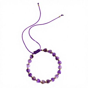 Pulsera de Corazón de Cristal de Amatista Natural al por Mayor, Tendencia de Moda, Tema de Amor, Regalos para el Día de San Valentín - Product Image 2