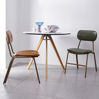 Chaise de salle à manger en fer forgé rétro, style industriel minimaliste moderne, style LOFT, bar, cuir, restaurant, café nordique, chaise avec dossier