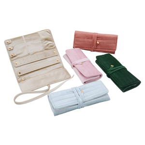 Logo Customize Mini Velvet Travel Jewelry Organizer Rolles Bag Earring Ring Necklace Luxury <strong>Jewellery</strong> <strong>Roll</strong> - Product Image 1