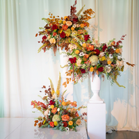 Décor floral artificiel doré pour centres de table de mariage d'automne, fleurs de fond pour banquets d'automne et décoration de table de mariage