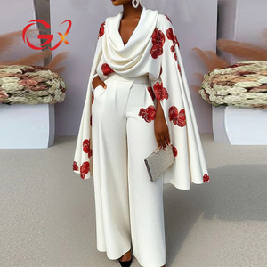 GX18012 moda primavera abbigliamento Sexy Street Wear Modulare lunga manica unica stampato top e Pant irregolari 2 pezzi - Product Image 1