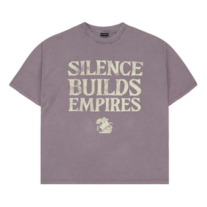 Camiseta Vintage <span class=keywords><strong>de</strong></span> Algodón para <span class=keywords><strong>Hombre</strong></span>, 300 g/m², Diseño 'Silence Builds Empires', Color Ciruela Desgastado, Corte Holgado, Estilo Desgastado - Product Image 1