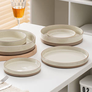 Plato de vajilla de boda para restaurante de lujo moderno plato occidental de bistec redondo beige platos de cena - Product Image 3