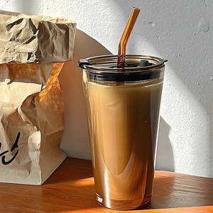 450ml semplice e moderno vetro <span class=keywords><strong>Aurora</strong></span> doppia tazza colorata paglia tè latte coperchio nuovo Design Tumbler per <span class=keywords><strong>caffè</strong></span> - Product Image 5