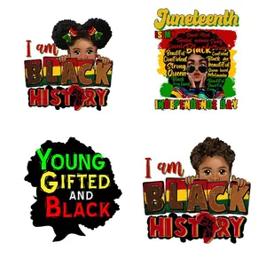 Wholesale customized shirts logo black history waterproof label dtf stickers heat press film dtf transfer printing for t-shirt