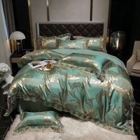 Europäisches Spitzen-Satin-Jacquard-Vierteiliges Set Luxuriöses Gewaschenes Seiden-Bettlaken und Bettbezug