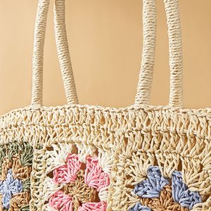 Bolso de hombro tejido <span class=keywords><strong>a</strong></span> mano para mujer, bolsa de playa de <span class=keywords><strong>ganchillo</strong></span> de paja de papel - Product Image 4