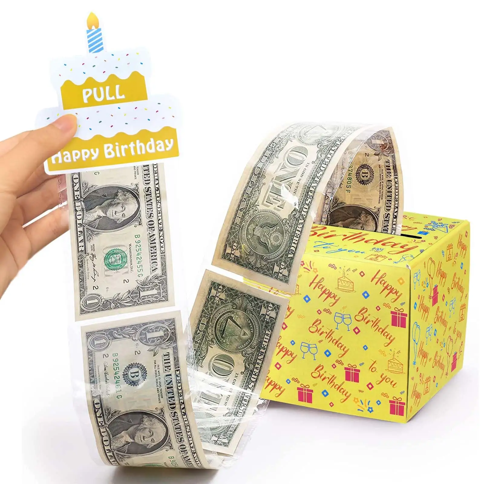 Tirelire joyeux anniversaire pour cadeau en espèces porte-monnaie coloré pour l'argent avec carte coulissante ensemble de bricolage boîte-cadeau d'anniversaire Surprise