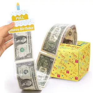 Kotak uang selamat ulang tahun untuk hadiah uang tunai pemegang uang warna-warni untuk uang tunai dengan Set kartu tarik DIY kotak hadiah ulang tahun kejutan