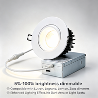 Downlight LED encastré orientable de 4 à 6 pouces avec boîte de jonction, gradation de 5 % à 100 %, compatible avec les variateurs Lutron Leviton Legrand Zooz