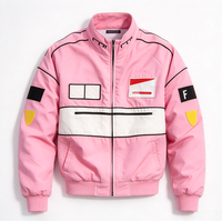 Blouson Moto Hiver Unisexe Grande Taille Personnalisé Streetwear Ample Brodé Voiture de Course F1 Imperméable en Toile avec Fermeture Éclair Motif Dessin Animé