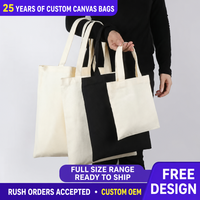 Sac fourre-tout en toile épaisse vierge avec fond à soufflets, réutilisable pour les courses, avec poignées, logo personnalisé, plusieurs tailles