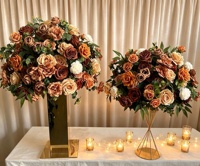 Centre de table vintage personnalisé, style rétro, avec boule florale, ensemble de fleurs en soie au toucher réel pour la décoration de table et d'allée de mariage vintage