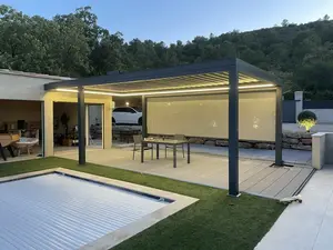 Außenbereich moderne automatische Pavillon-Landläufe Außenbereich Aluminium-Pergola für Sonnenvorhänge Auvent einziehbarer Markisen-Vordach