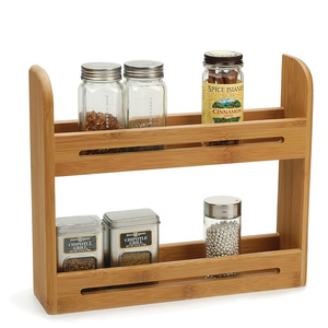 Bamboo Double Layer Spice <b>Rack</b> Countertop Storage Organizer Minimalist Design <b>Kitchen</b> Spices Holder - Product Image 4