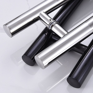 Poignées de porte en acier inoxydable, design moderne, installation facile pour portes en verre et portes encadrées, finition noire et argentée - Product Image 1