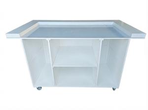 Bancone <span class=keywords><strong>Bar</strong></span> Mobile in Legno di Pino Massiccio con Piano in Acciaio Inox e Ruote per Matrimoni, Caffè e Ristoranti - Product Image 4