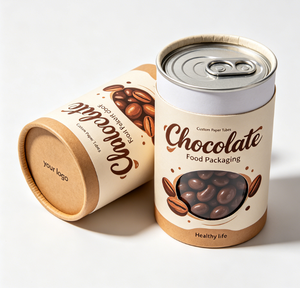 Custom Food-grade Craft Paper Tube Packaging With <b>Window</b> For Chocolate Recyclable Food Container Four-Color Printing Logo Design - Product Image 3