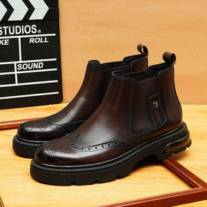 Nouvelles chaussures en cuir véritable tendance, bottes de travail, bottes décontractées classiques pour hommes - Product Image 3