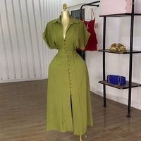 Robe d'été pour femmes à col rabattu et manches courtes avec volants, taille unique