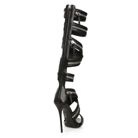 Bottes longues à talons hauts pour femme, grande taille 46, à bout ouvert, avec fermeture éclair croisée et à l'arrière, à lanières, pour l'été, coupe large