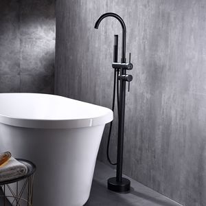 Robinet <span class=keywords><strong>de</strong></span> baignoire autoportant en laiton gris anthracite, <span class=keywords><strong>colonne</strong></span> latérale rotative, ensemble <span class=keywords><strong>de</strong></span> douche encastré chaud et froid pour la maison et les maisons <span class=keywords><strong>de</strong></span> retraite - Product Image 1