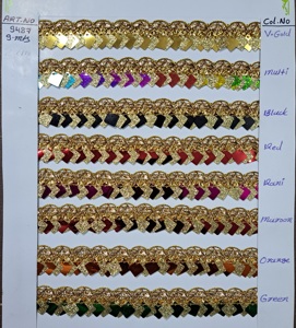 Gold Silver Sequence <b>Lace</b> Metallic Yarn <b>Ribbon</b> Knitted for Sewing Decoration Crocheted <b>Lace</b> Trim Gold Silver 1.5CM Wide - Product Image 4