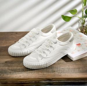 Zapatos Blancos Lisos de Moda para Mujer OEM, Zapatos de Lona Modernos para Chicas, Zapatillas Deportivas con Cordones para Caminar - Product Image 3