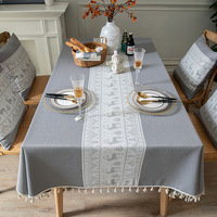 Nappe de Noël en jacquard, nappe en coton et lin