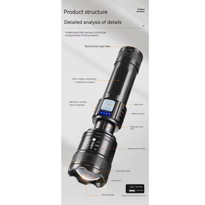 Siêu Sáng 1000 + Lumens 3 Chế độ Không Thấm Nước Cắm Trại Ngoài Trời Chiến Thuật LED Torch Mạnh Mẽ Nhất LED Đèn Pin - Product Image 3