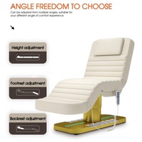Lit de Massage Électrique de Luxe à 4 Moteurs, Table Cosmétique, Fauteuil de Beauté Faciale pour Salon, Spa Facial et Extension de Cils, Or Moderne