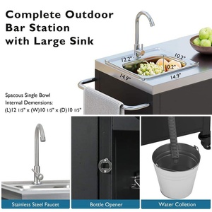 Isla <span class=keywords><strong>de</strong></span> Cocina Exterior AJUNION <span class=keywords><strong>con</strong></span> <span class=keywords><strong>Fregadero</strong></span> Integrado <span class=keywords><strong>de</strong></span> Acero Inoxidable 304, 4 Ruedas Bloqueables, Mesa Móvil para Parrilla para Cocina Exterior - Product Image 4
