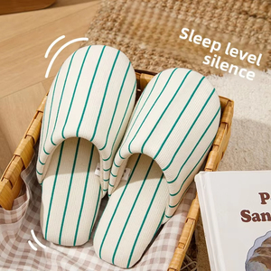 Producto en Tendencia 2026, Pantuflas de Lino y Algodón a Rayas para <span class=keywords><strong>Mujer</strong></span> y Hombre, Silenciosas, para Dormitorio, <span class=keywords><strong>Casa</strong></span>, Ligeras, de <span class=keywords><strong>Verano</strong></span>, al por Mayor - Product Image 2