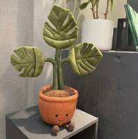 Koleksi JC Versi Tinggi untuk Bros Monstera Plant Plush Toy, Sentuhan Lembut Halus, Pereda Kecemasan, Bagian Bawah Berbobot