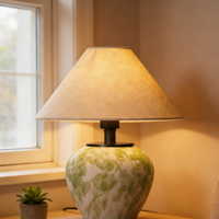 Lampe de table LED flexible en céramique verte et blanche, faite à la main à Jingdezhen, style vintage, écologique, pour chevet, décoration de ferme