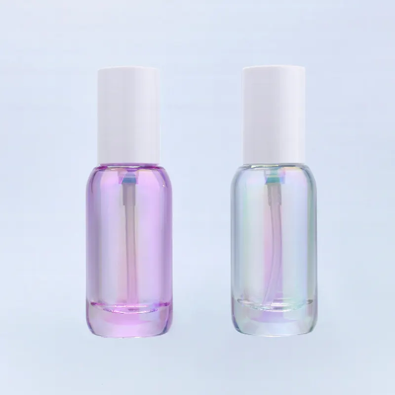 Luxury cosmetic packaging 30ml 50ml 60ml 100ml Multicolor Symphony Holographic effect Glass Dropper Bottle