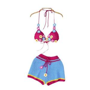 Vestito con lacci Top a vita alta Shorts stile spiaggia poliestere dolce ragazza <span class=keywords><strong>Cool</strong></span> completo estate da donna maglia Sexy - Product Image 6