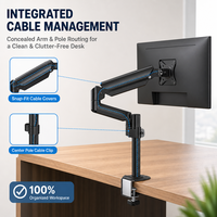 Support de bureau à bras unique avec ressort à gaz et colonne centrale de 360 mm, support entièrement articulé pour écran de 13 à 32 pouces VESA
