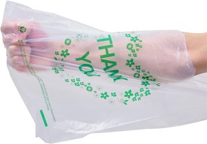 HuamaohengchunThank You T Shirt Bags White <b>Plastic</b> Grocery Bags with Handles, Standard Supermarket Size, 12 x 20 inch (100 pcs) - Product Image 4